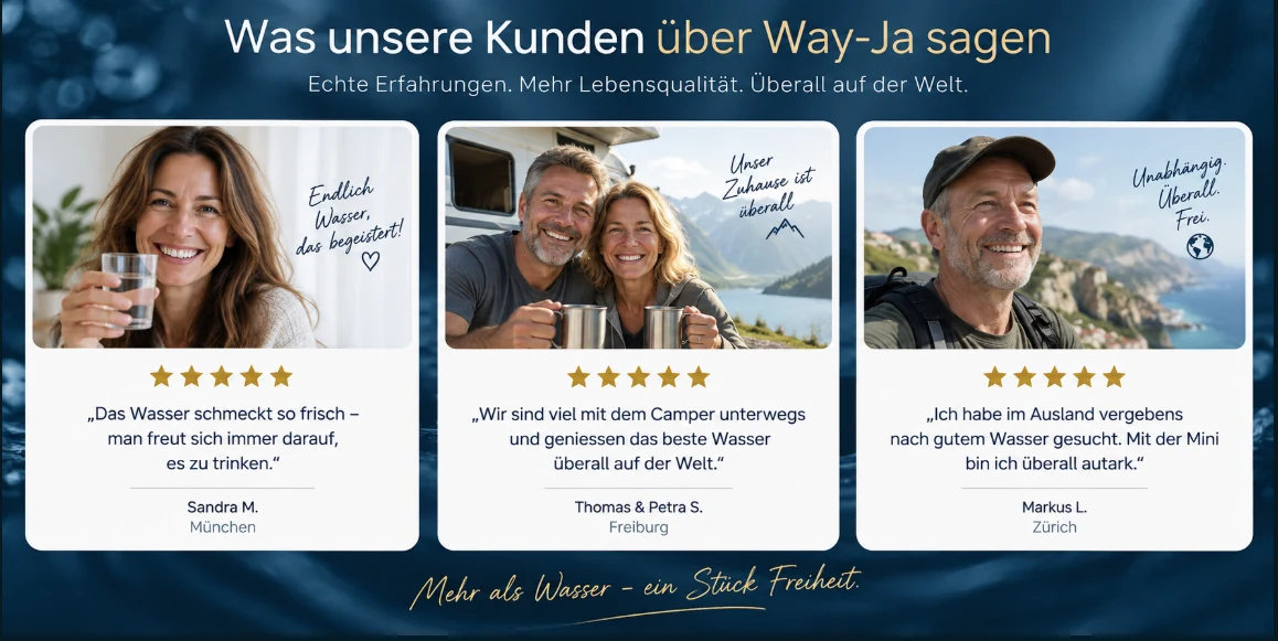 Way-Ja Testimonials – Beispielhafte Darstellung von Kundenstimmen