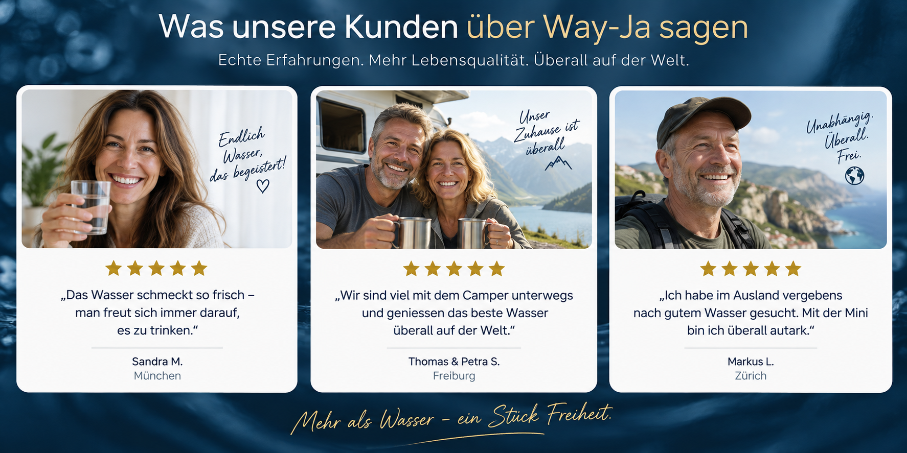 Way-Ja Testimonials – Beispielhafte Darstellung von Kundenstimmen